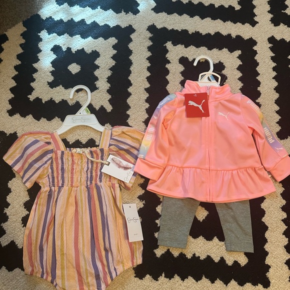 Puma Pink Jacket with Striped Romper Set - Picture 1 of 1